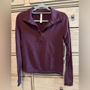 NWT Athleta Flurry Seamless Henley Maroon Size Small